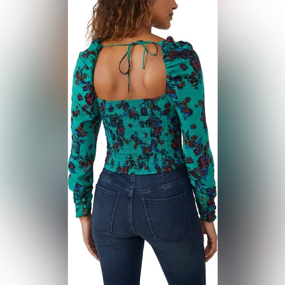 Free people - Hilary Print Keyhole Neck Top NWT small - Picture 5 of 6